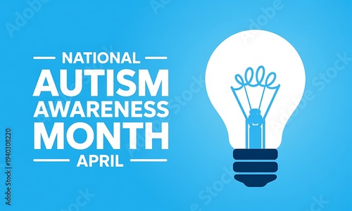 National autism awareness month April with light bulb symbolizing understanding and support for neurodiversity and inclusion awareness