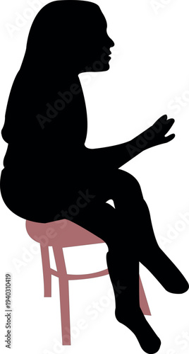 a girl sitting , silhouette vector