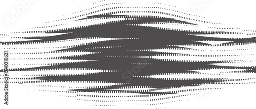 Distorted digital image with wavy black and white patterns on a plain background