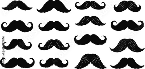 Collection of various mustache styles and shapes