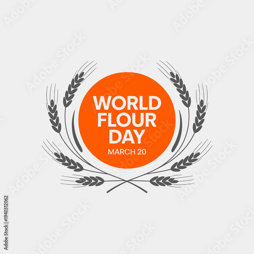 World Flour Day logo with wheat ears on orange circle background