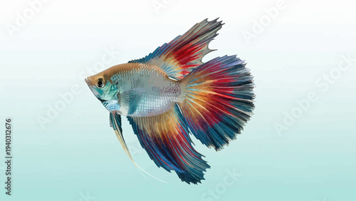 Vibrant Betta Fish with Flowing Fins in Aquatic Environment