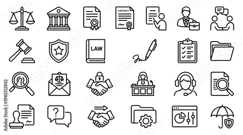 Set of law and justice icons vector