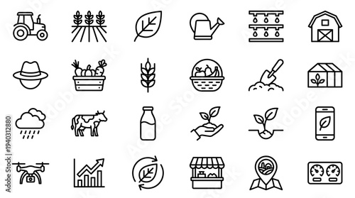 Set of agriculture icons vector