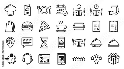 Set of food service icons vector