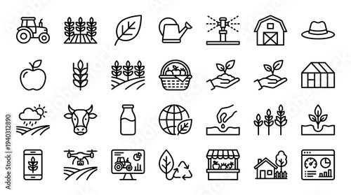 Set of  agriculture icons vector