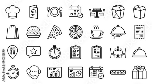 Set of food and restaurant icons vector