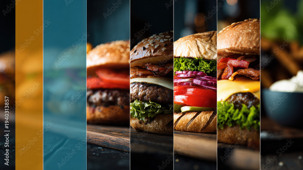 Fototapeta premium Burger Promotion Social Media Post Template Collection for Restaurant Menu Discount Ads