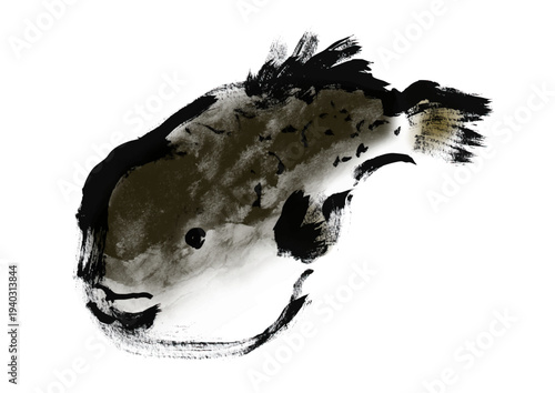 ふぐの和風筆書きイラスト