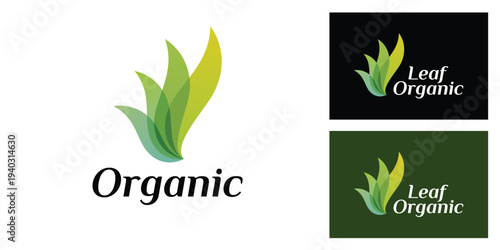 Organic Leaf Logo Icon Design with Abstract Overlapping Leaves Graphic Concept for Sustainable Business, Eco Brand, and Natural Product
