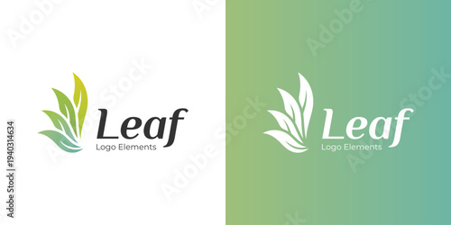 Leaf Elements Logo Icon Design with Abstract Dynamic Leaves Graphic Concept for Botanical Garden, Eco Friendly Brand, and Health Wellness