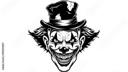 Wallpaper Mural Scary Clown Face with Top Hat, Evil Grin, Horror, Halloween Torontodigital.ca