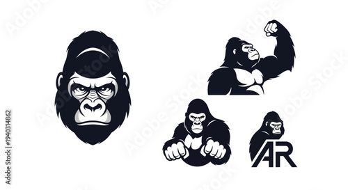 Gorilla vector illustrations powerful ape imagery for logos and design projects