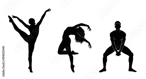 Dynamic Silhouettes of Dancers and Athletes Engaging in Various Fitness Activities