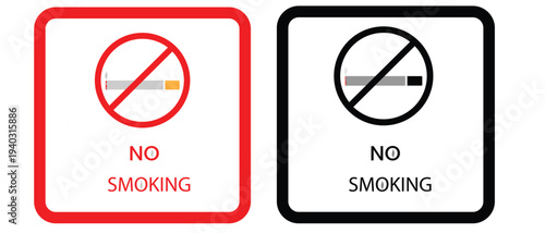 No smoking cigarette sign,Set of "No Smoking"vector signs in red and black with cigarette icons. Isolated Symbols of Cigarette Restriction Symbols,No smoking cigarette different style icon set.