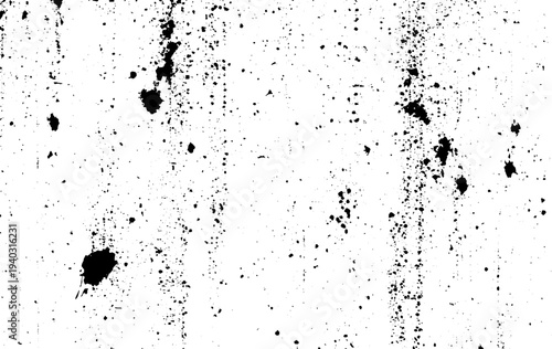 Grunge noisy texture. Monochrome dirty background of old damaged rusty surface with chaotic spots and dots. Overlay template to quickly create a grunge effect. Vector illustration eps10