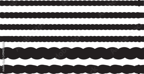 Black nautical rope border brushes set for illustrator isolated on transparent background vector design element collection