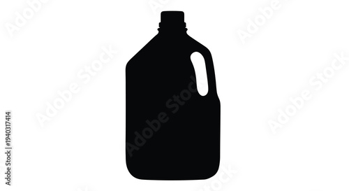 Black silhouette of a plastic jug with a handle isolated silhouette