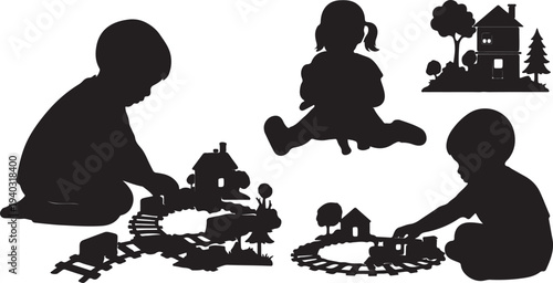 brother, children, crowd, dancer, friends, group, human, jump, jumping, kindergarten, posture, scale, silhouette, sister, team, boy, dance, daughter, person, body, family, fun, happy, hat, illustratio