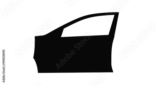 Black car door outline against a white background silhouette