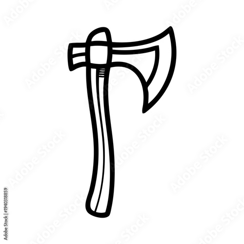 Logo hacha de guerrero vikingo nórdico. Icono con hacha medieval