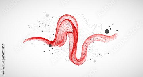 The abstract wave is made in a frame style. Template for science and technology presentation.