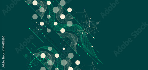 The abstract wave is made in a frame style. Template for science and technology presentation.