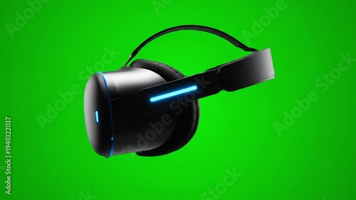 Futuristic VR Headset on Neon Green