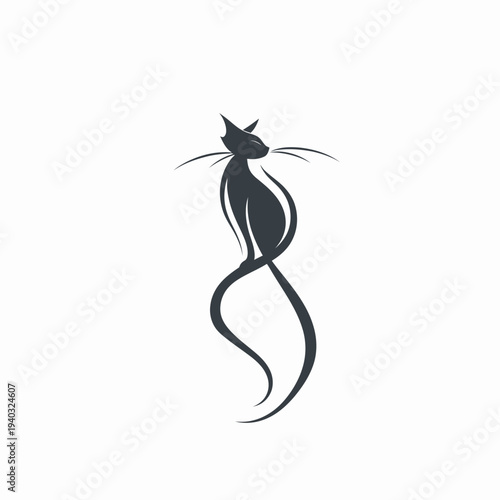 Elegant cat silhouette artistic design with modern minimalist style