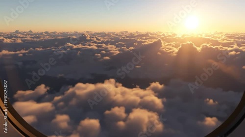 Sunrise View from Airplane Window