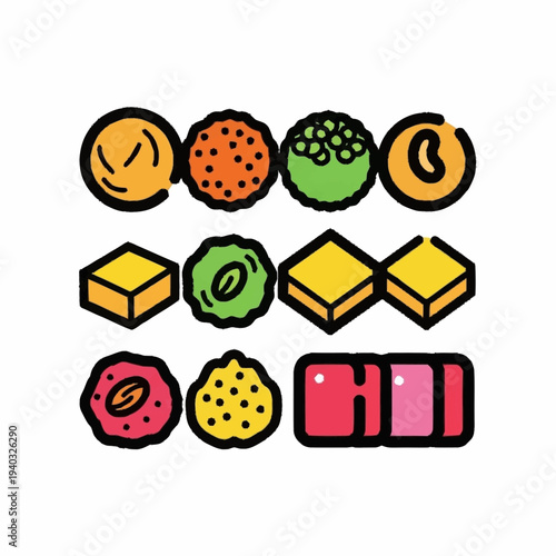 Collection of Assorted Colorful Candies and Sweets.