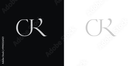Elegant CK serif monogram logo in black and white luxury style