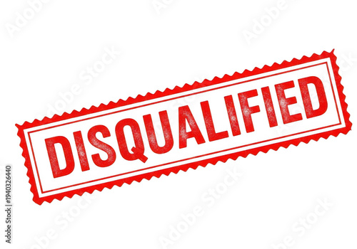 Red 'disqualified' stamp icon isolated on transparent background