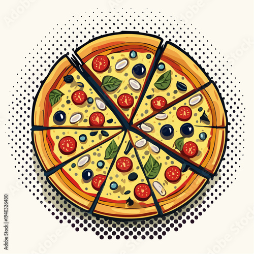 モッツァレラチーズとバジルのナポリピザのクローズアップ