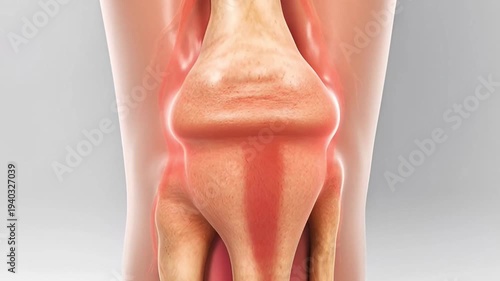 Anatomical Illustration of a Swollen Knee Joint, Indicating Inflammation and Pain