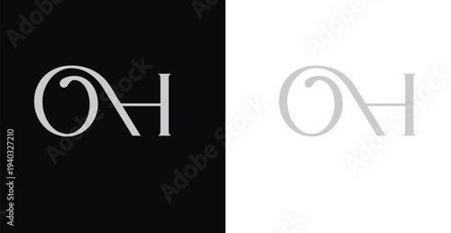 Initial letter OH HO logo design vector illustration for couple, wedding, and business