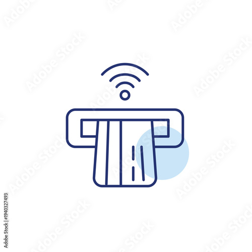 Credit card in ATM slot and wi-fi. Banking and finance app. Pixel perfect, editable stroke vector icon