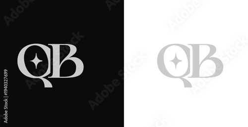 Elegant QB serif monogram logo in black and white luxury style
