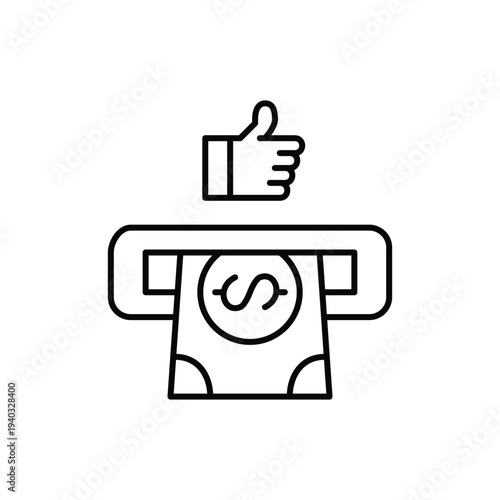 Dollar bill in ATM and renew arrows. Banking update, card refresh, payment renewal. Pixel perfect, editable stroke vector icon