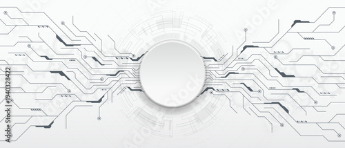 Circuit board on a white background. High-tech circuit board digital technology. Abstract futuristic technology circle line and dot background. Artificial intelligence (AI). Vector illustration.