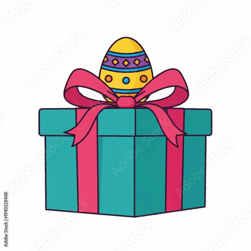 Festive Easter Gift Box with Decorated Egg.
