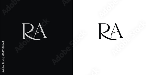 Elegant RA letter monogram logo vector with stylish serif lettering...