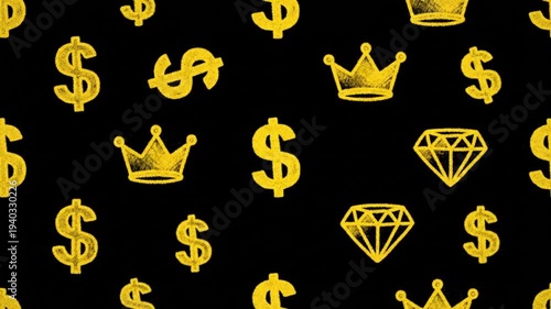 Luxury Icons Pattern on Black