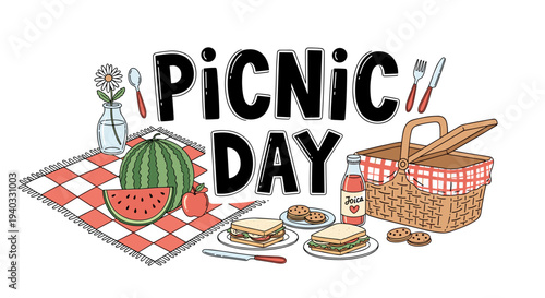 Celebrate Picnic Day with a delightful spread of sandwiches, watermelon, and juice