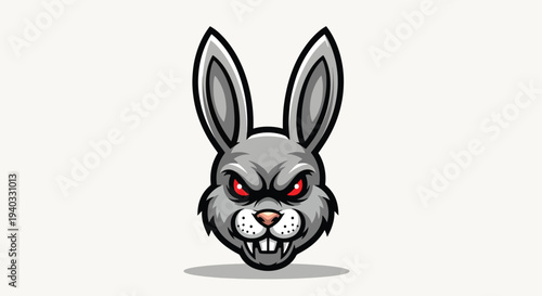 Angry Rabbit Mascot Head Illustration.