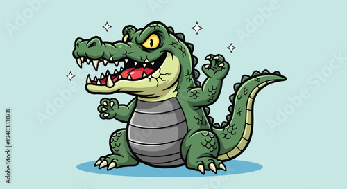 Cartoon Alligator Character with Sharp Teeth and Grinning Expression.