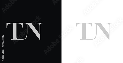 Elegant TN serif monogram logo in black and white luxury style