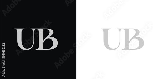 Elegant UB serif monogram logo in black and white luxury style
