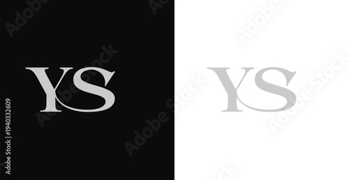 Elegant YS serif monogram logo in black and white luxury style