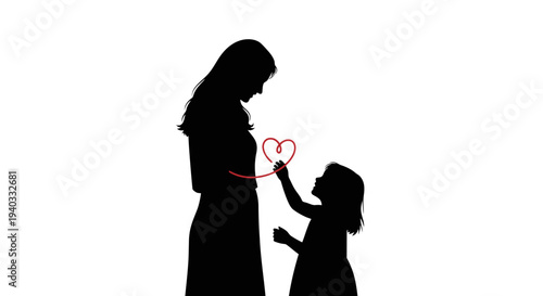 Silhouette of mother and child sharing love and affection together.